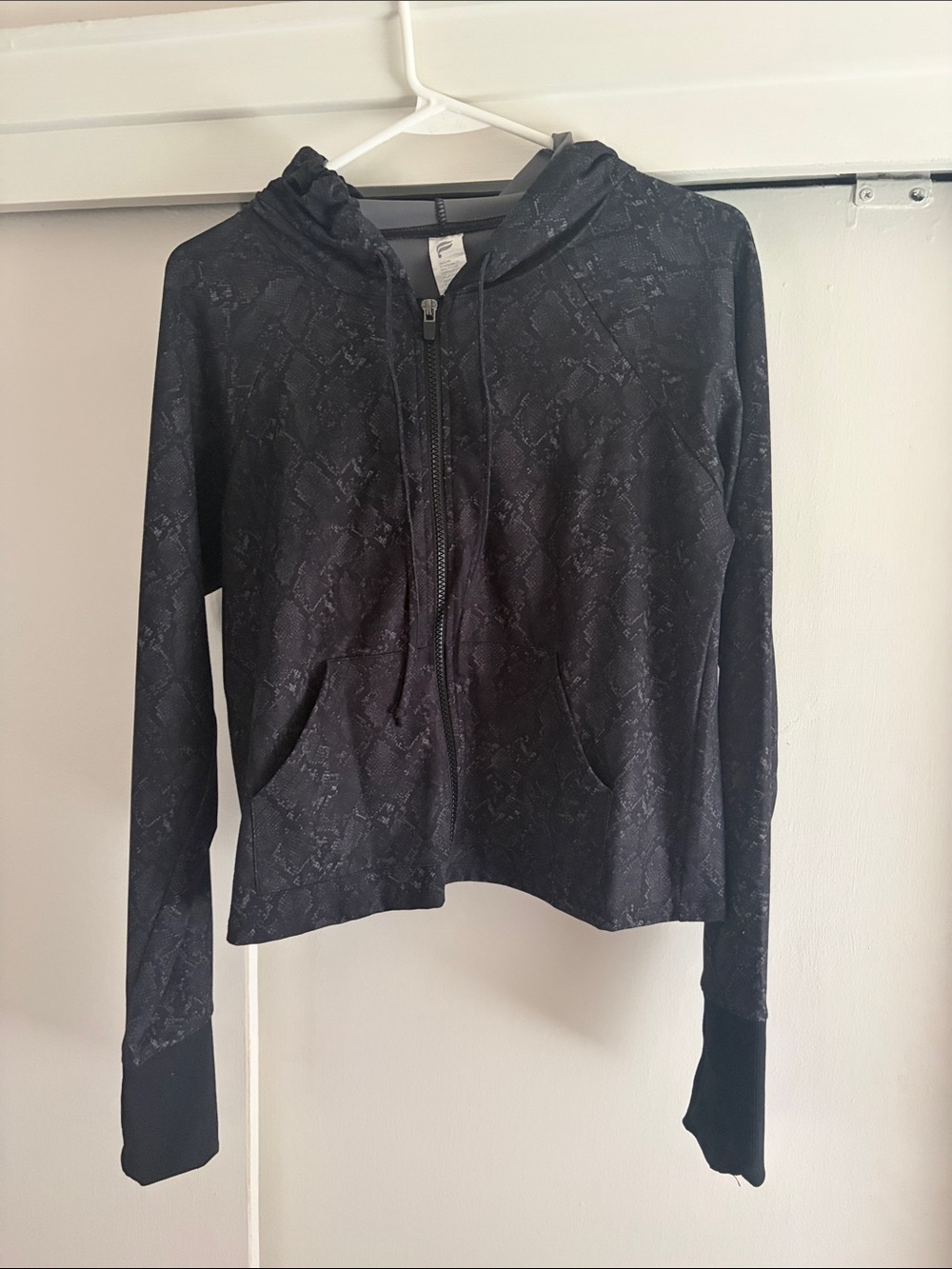 Fabletics Black Snake-Print Zip Hoodie